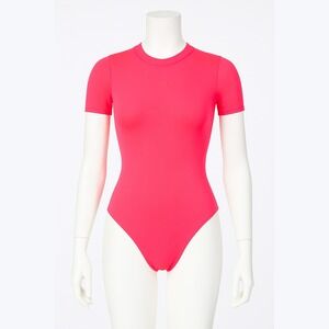 Skims Fits Everybody Bodysuit Ultra Pink Size XS New Slimming Neon Pink Red Top